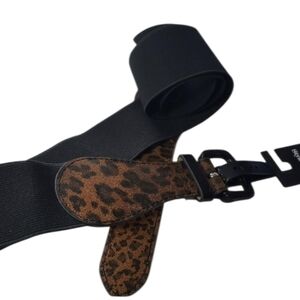 Style & Co Leopard & Black Stretch Belt Size 2X Vegan Leather NEW